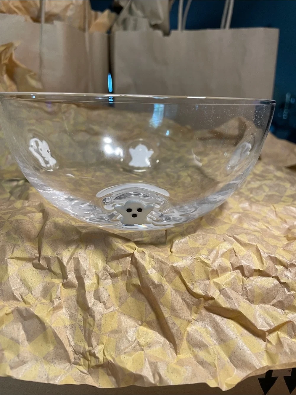 Halloween ghosts glass bowl
